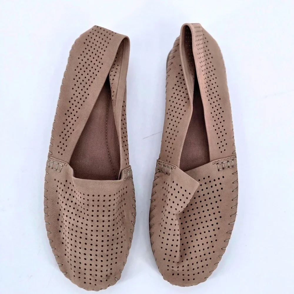 Adam Tucker by Me Too Kori Perforated Ballet Flat Taupe Loafers Shoes Size US 8